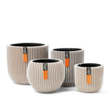 Capi Capi 4-piece flower pot set Groove ivory-colored