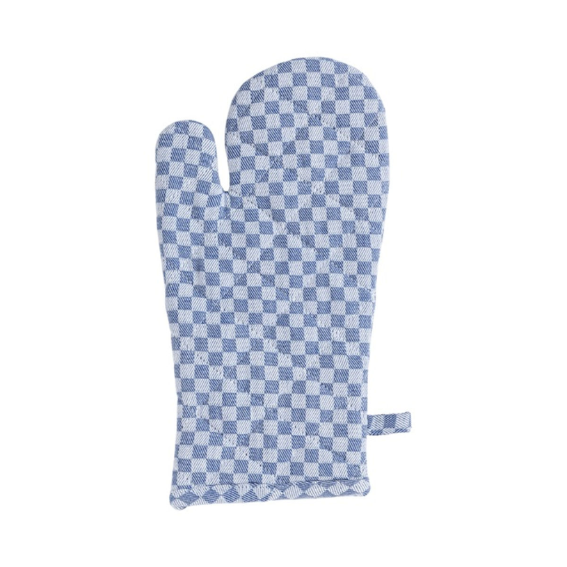 Linen and more lm keukenhandschoen 18x33cm - blauwe ruit