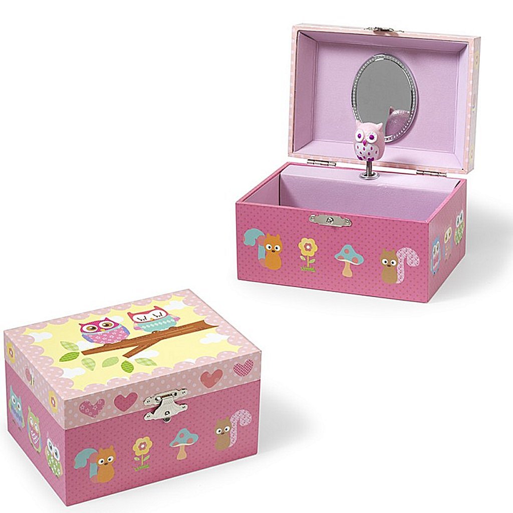 Simply for kids wooden jewelry box owl with music and ballerina