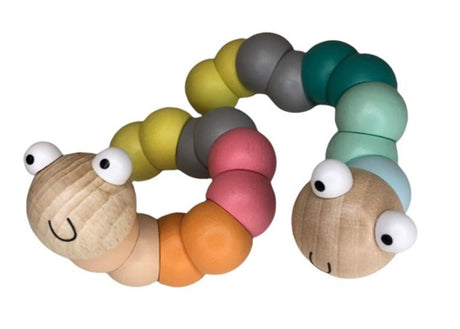 Houten wiggly worm. pastelkleur. 3+ | 12 stuks