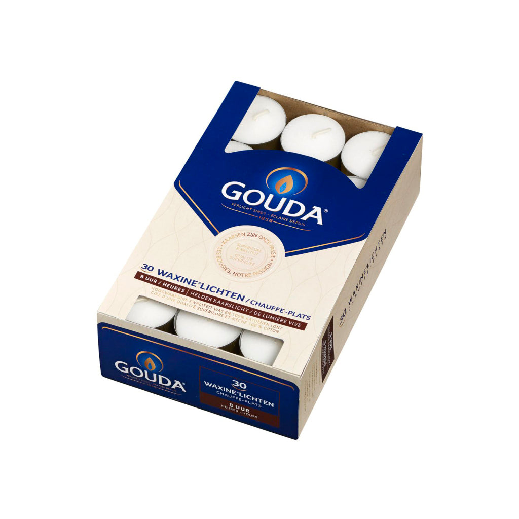 Gouda gouda theelichten 8 uur 30 stuks wit