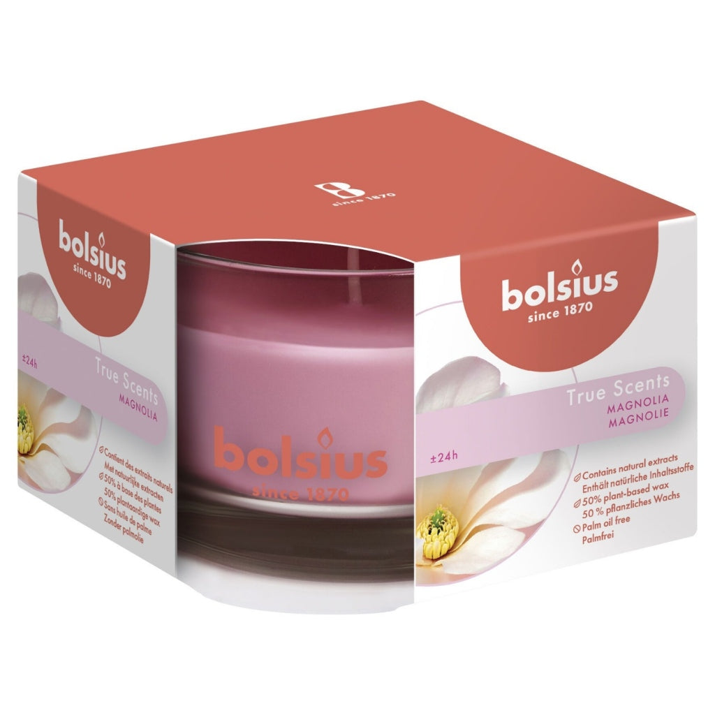 Bolsius bolsius true scents magnolia geurkaars in glas 6,3x9 cm 40 branduren