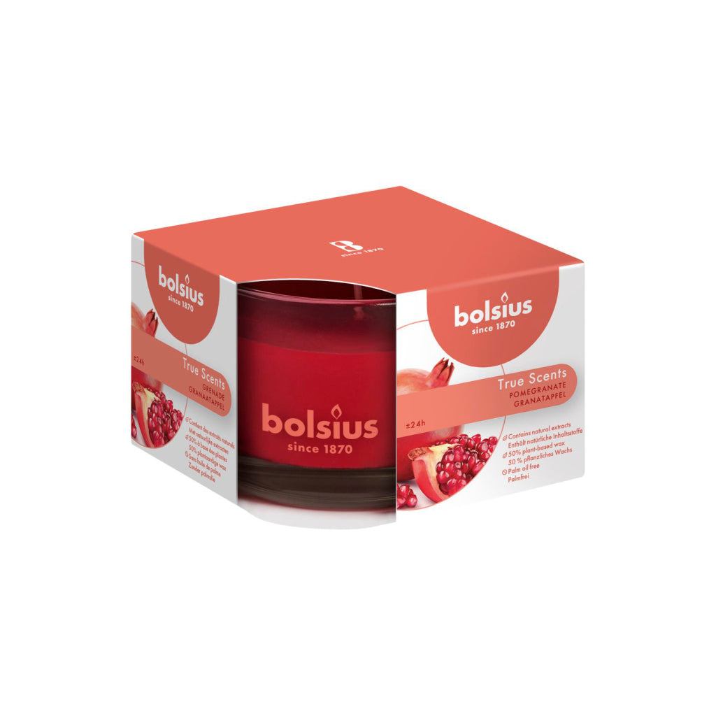 Bolsius Bolsius scented candle in glass pomegranate 63x90 True Scents