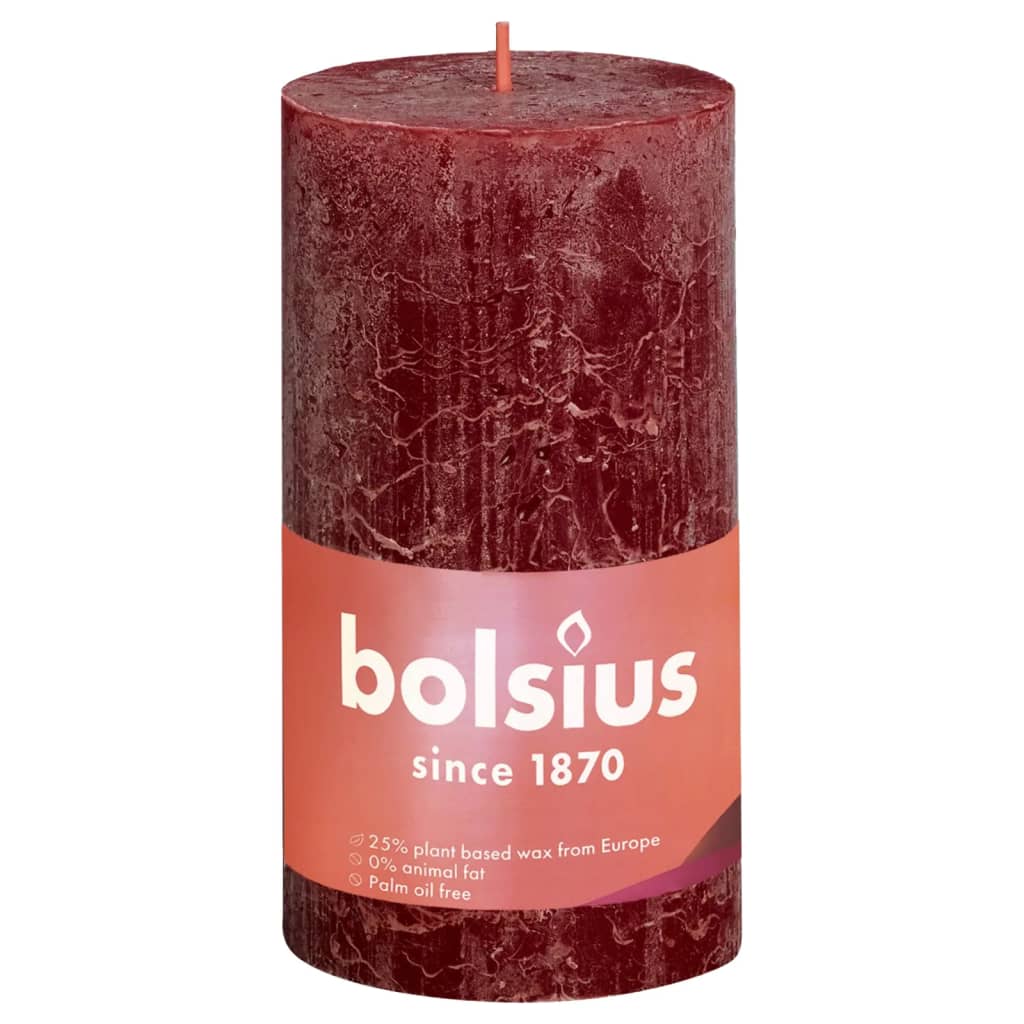 Bolsius Bolsius Stollen Shine 4 St. Rustic 130x68 mm Velvet Red