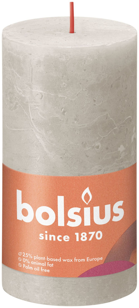 Bolsius rustiek stompkaars 130 68 - sandy grey