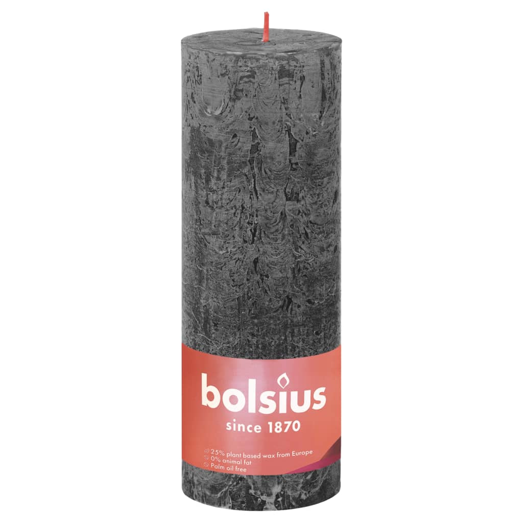 Bolsius Bolsius Stollen Shine 4 St Rustiek 190x68 mm Storm Gray