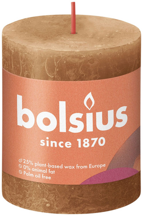 Bolsius rustiek stompkaars 80 68 - spice brown