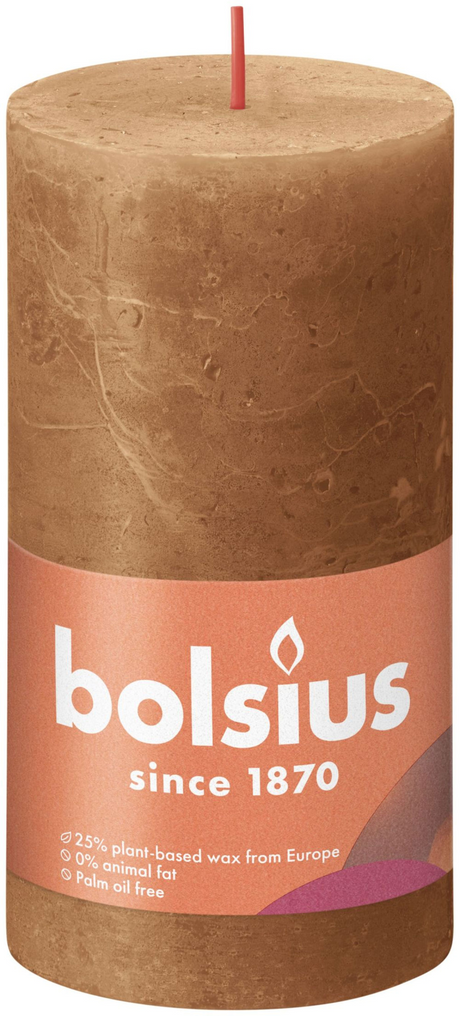 Bolsius rustiek stompkaars 130 68 - spice brown