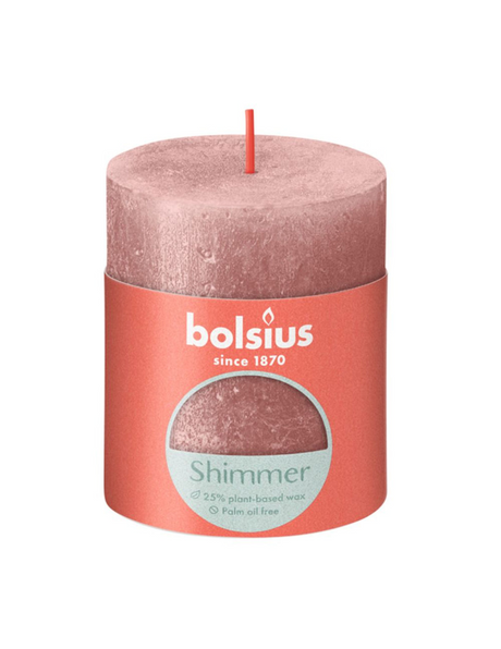 Bolsius rustiek stompkaars shimmer 80 68 - pink