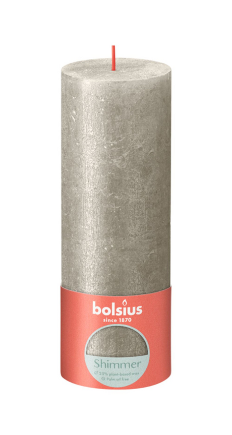 Bolsius rustiek stompkaars shimmer 190 68 - champagne