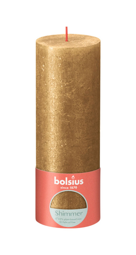 Bolsius rustiek stompkaars shimmer 190 68 - gold