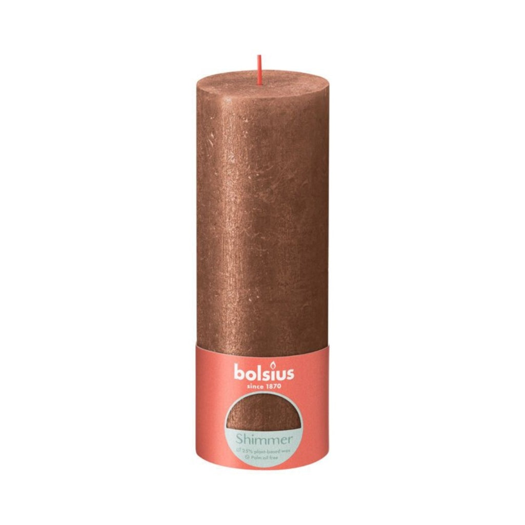 Bolsius Rustic Stub Candle 19x6.8 cm Shimmer Kupfer