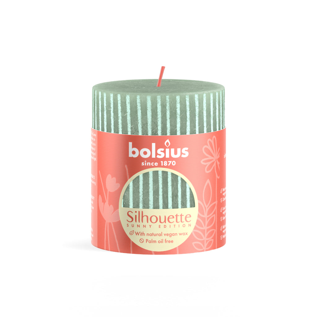 Bolsius Stub Candle Silhouette Jadegroen med trykk 8x6,8 cm