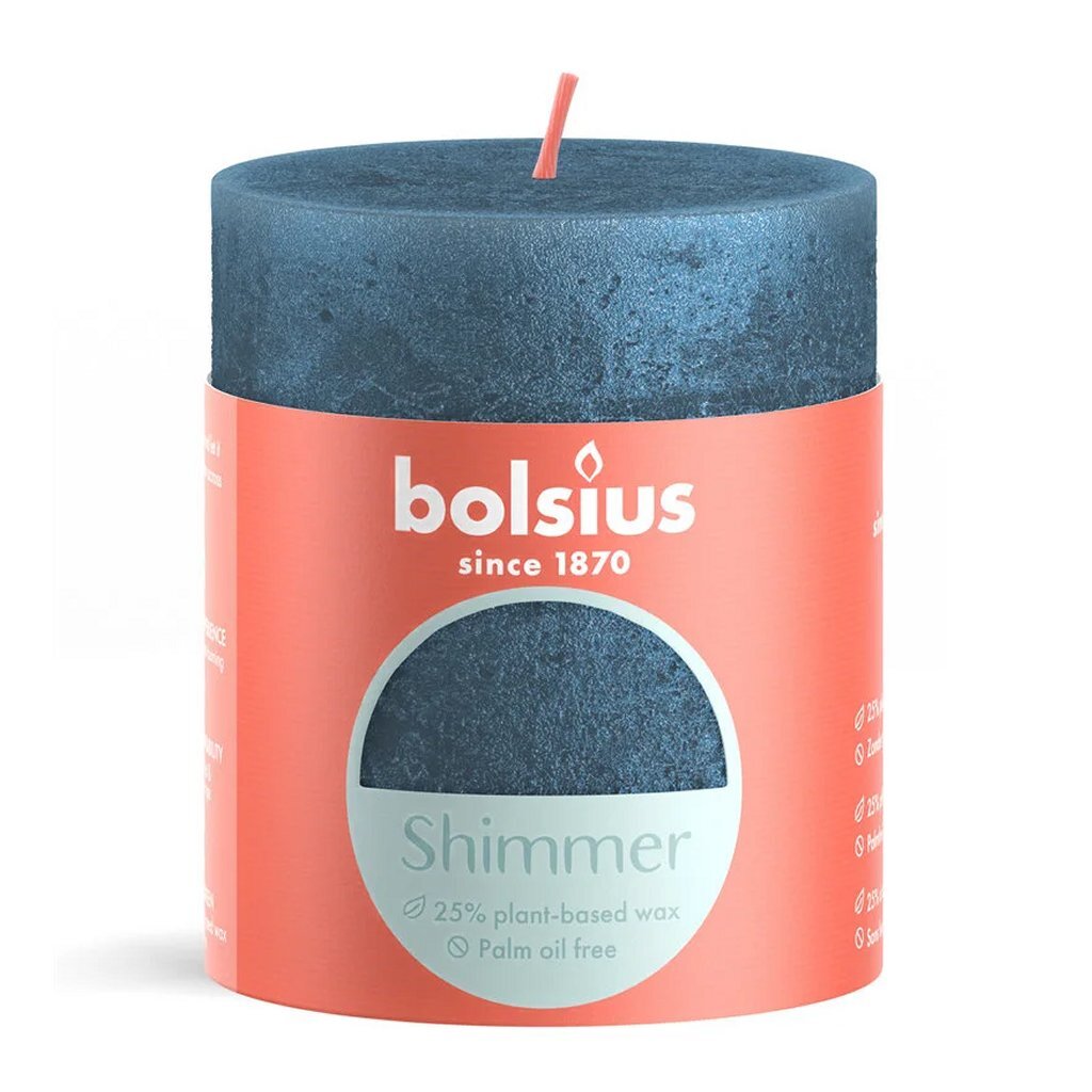 Bolsius bolsius shimmer stompkaars 8x6.8 cm blauw