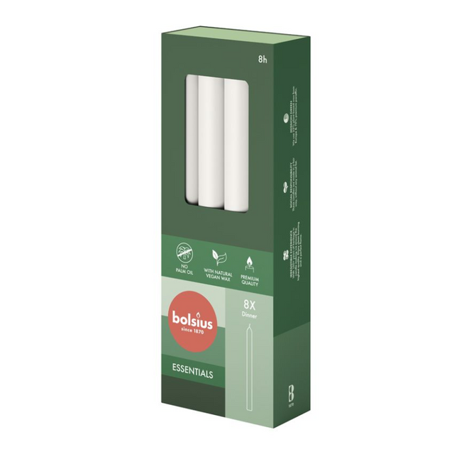 Bolsius dinerkaars 230 20 8 stuks - wit