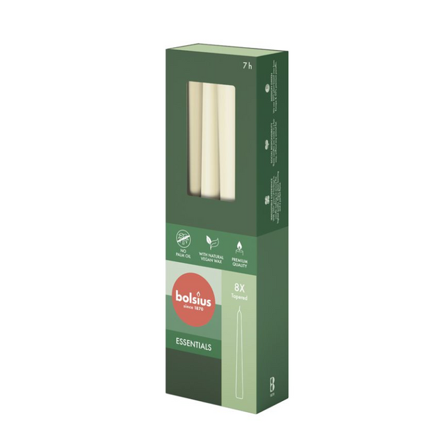 Bolsius gotische kaars 245 24 8 stuks - ivoor