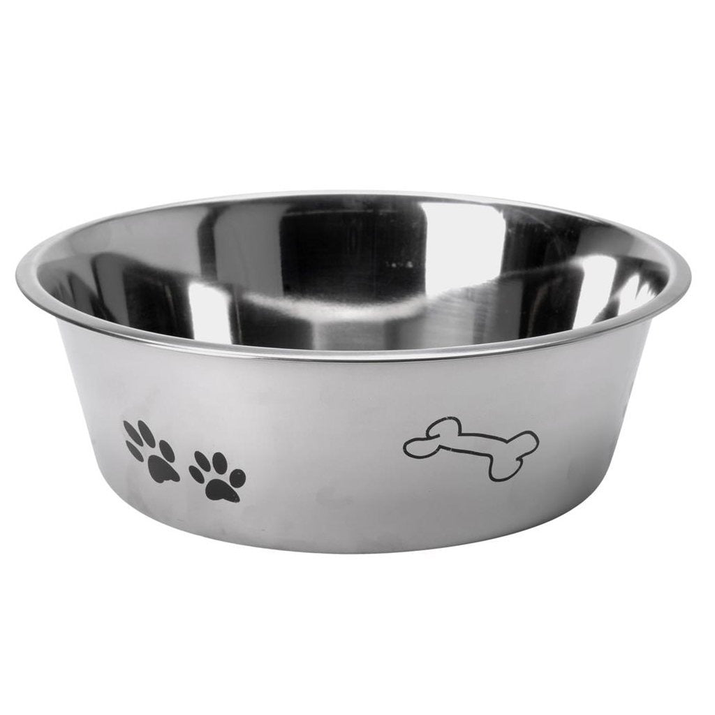 Basic dog food bowl with print 24 cm stainless steel