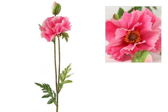 Countryfield kunstbloem papaver vere roze 64cm