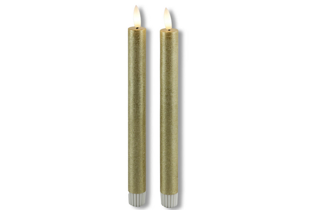 Countryfield led dinerkaars rustiek l 24cm 2 stuks - goud