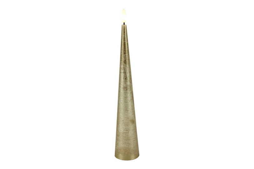 Countryfield led kegelkaars rustiek 5x5x29,5cm - goud