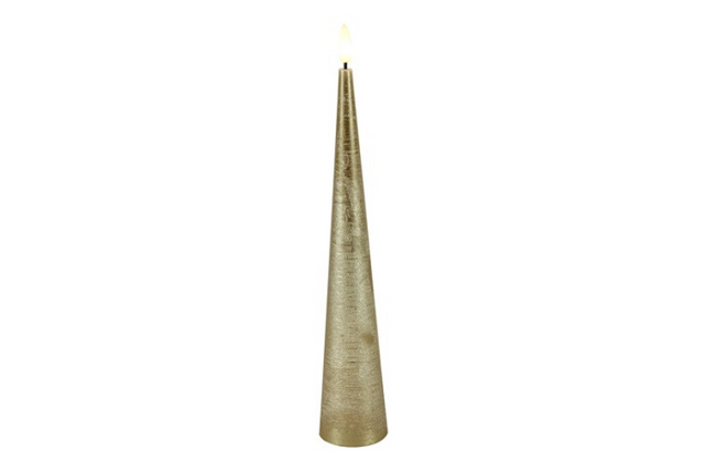 Countryfield led kegelkaars rustiek 5x5x29,5cm - goud