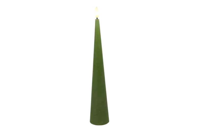 Countryfield led kegelkaars rustiek 5x5x25cm - l.groen