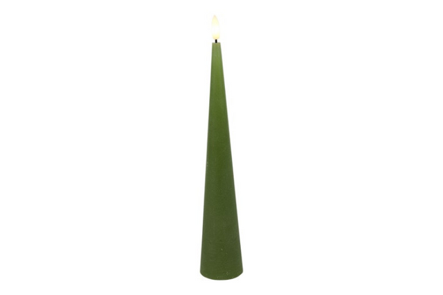 Countryfield led kegelkaars rustiek 5x5x29,5cm - l.groen