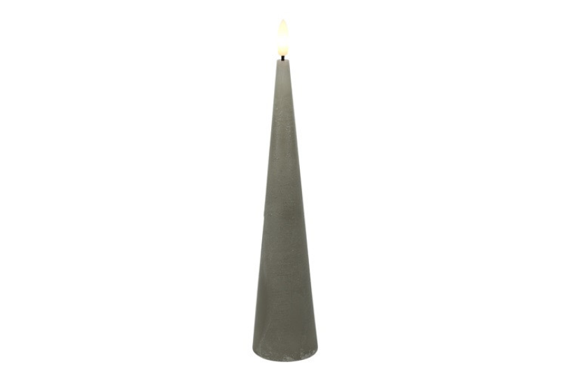 Countryfield led kegelkaars rustiek 5x5x25cm - grijs