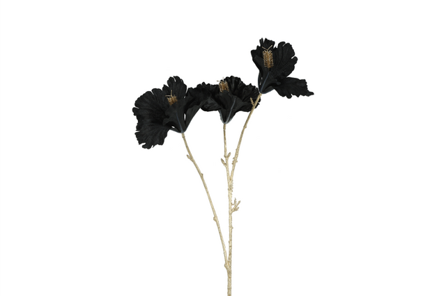 Countryfield kunstbloem hibiscus s zwart goud 63cm