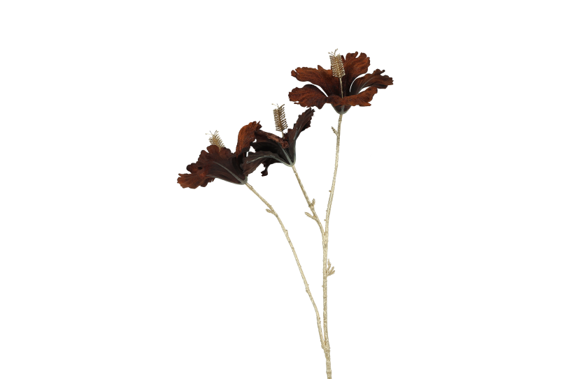 Countryfield kunstbloem hibiscus s bruin goud 63cm
