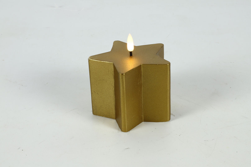 Countryfield led kaars ster s 10x10,5cm - goud