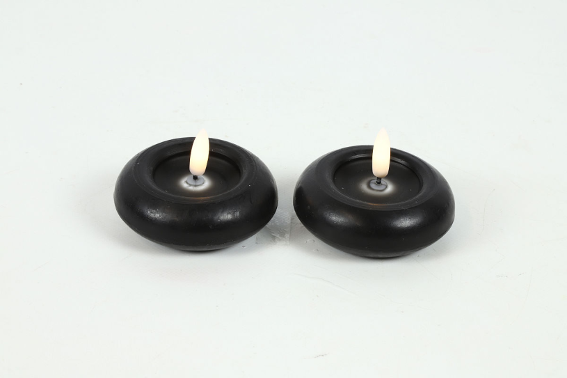 Countryfield led drijfkaars 7,5cm 2 stuks - zwart
