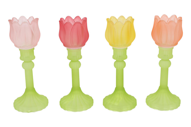 Countryfield theelichthouder tulp mat 22cm 4 assorti