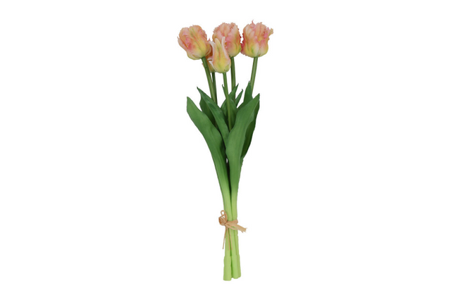 Countryfield kunstbloem tulipa boeket 47cm zalm geel