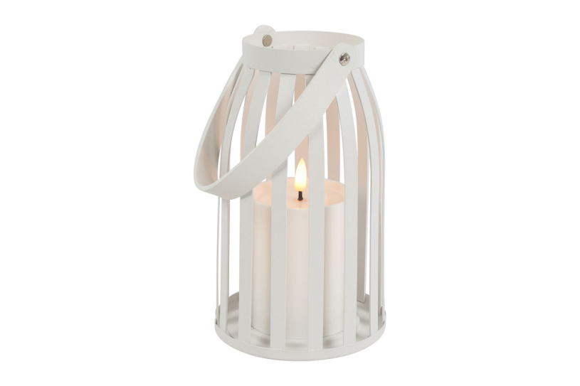 Countryfield windlicht m led kaars leon s wit 12x12x20cm