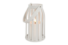Countryfield windlicht m led kaars leon s wit 12x12x20cm