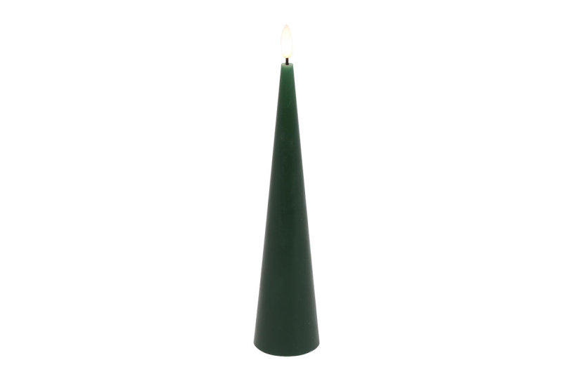 Countryfield led kegelkaars rustiek 5x5x25cm - donk. groen