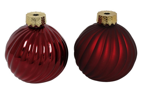 Countryfield kerstbal ro stripe a2 d.rood ø10cm