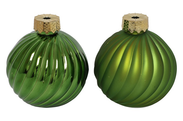 Countryfield kerstbal ro stripe a2 groen ø10cm