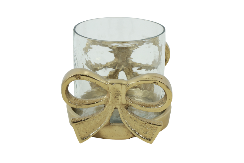 Countryfield kandelaar m strik darla s l9b13h10cm - goud