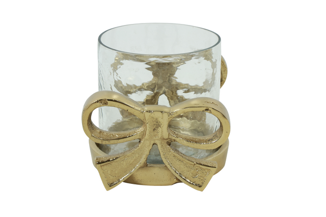 Countryfield kandelaar m strik darla s l9b13h10cm - goud