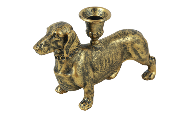 Countryfield kandelaar teckel miki 19,5x7x12,5cm - goud