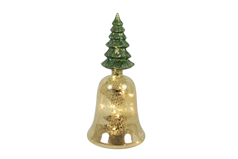 Countryfield led kerstbel jolie s 9,5x9,5x21cm - goud