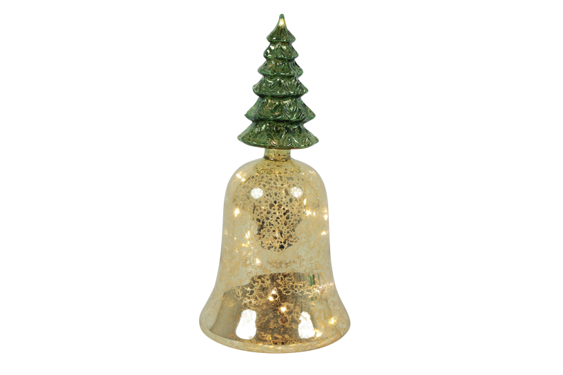 Countryfield led kerstbel jolie m 12x12x25,5cm - goud