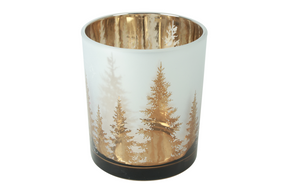 Countryfield theelichthouder pines m 8,8x8,8x10cm - goud