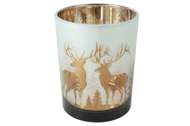 Countryfield theelichthouder pines l 10x10x12,5cm - goud