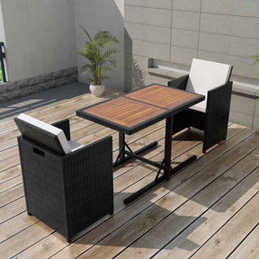 Vidaxl 3-delige bistroset met kussens poly rattan zwart