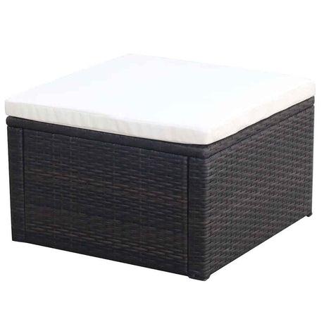 Vidaxl voetenbank poef bruin 53x53x30 cm poly rattan
