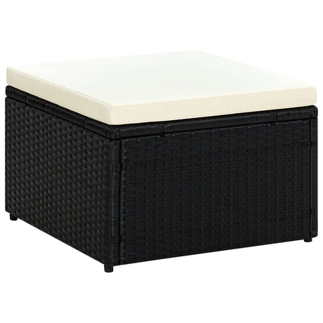 Vidaxl voetenbank poef zwart 53x53x30 cm poly rattan