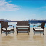 Vidaxl 4-delige loungeset met kussens poly rattan bruin